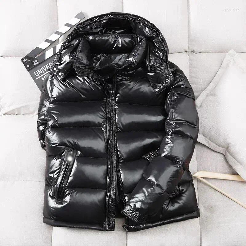 Women's Down Winter Men Black Shiny Puffer Jackets Hooded Casual Duck Coats High Quality Male Outdoor Windproof Warm Size 4X 08