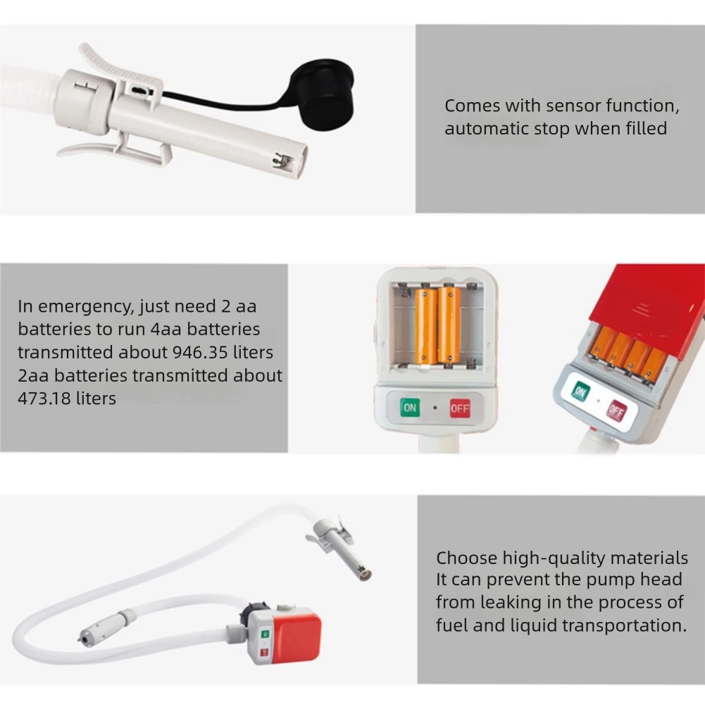 Portable Fuels Pump Battery-Operated Liquid Transfer Pump 9.08l/Min Electric Liquid Pump With 3 Tank Adapter