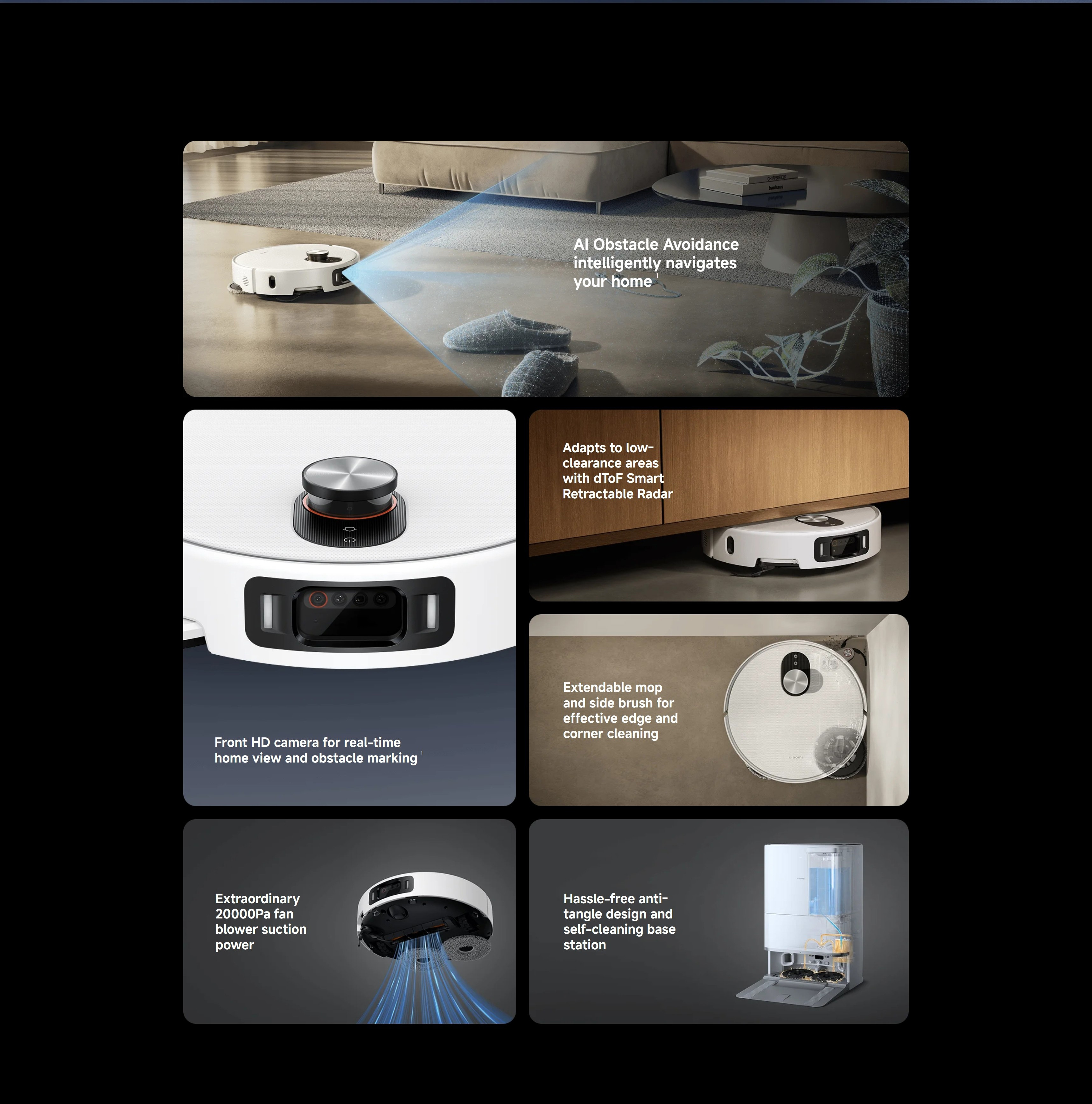 Xiaomi Robot Vacuum 5 Pro EU, AI triple-camera Smart detection system,Ultra-powerful 20000Pa suction,Hassle-free self-cleaning station