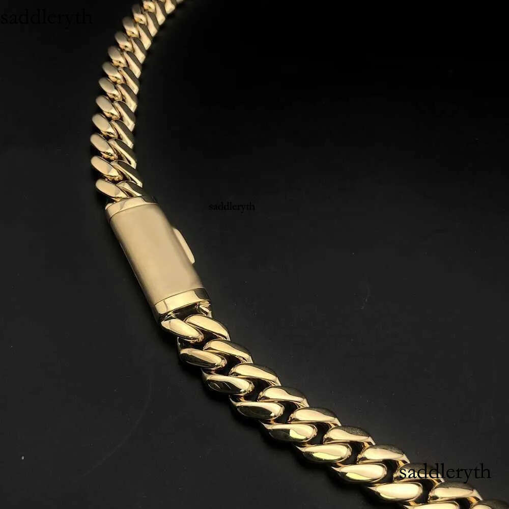 22 Inches 10mm Real S Sier 10k 14k gold miami cuban k chain necklace for women men