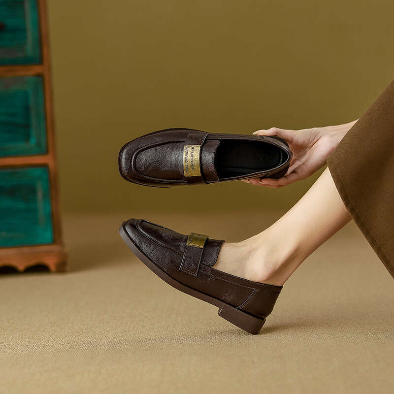 Plus 35-42 Flat Designer Shoe Soft Leather Moccasins Professional Loafers for Women British Style Large Size Women's Shoes 40-42 's