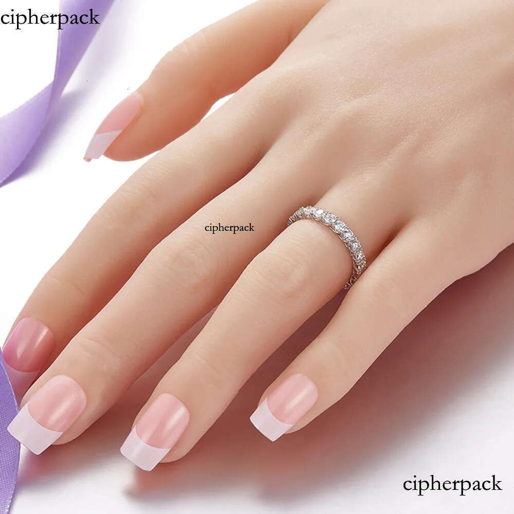 Rings AEW Solid 14K 585 White Gold 1.2ctw 2mm DF Color Eternity Wedding Band Moissanite for Women Ladies Ring J0112 8a