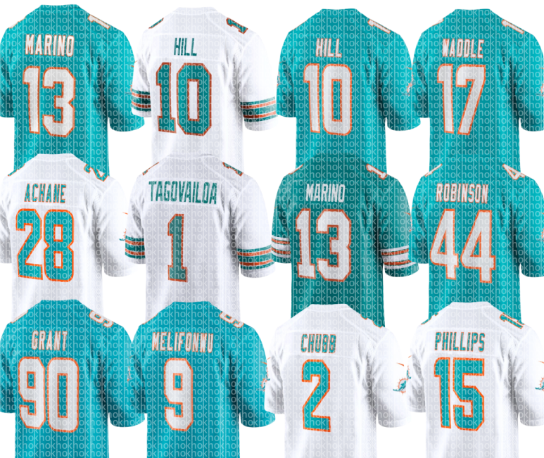 nfl Dolphins Jersey 13 Dan Marino Zach Thomas Larry Csonka Tyreek Hill Tua Tagovailoa Jaylen Waddle Chop Robinson Jaelan Phillips KENNETH GRANT Minkah Fitzpatrick