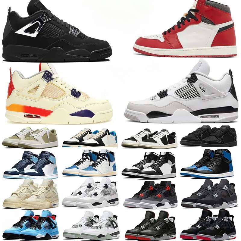 Free ShippingWith Box 4 Men Women Baketball Shoe 1 Chrome Cat Frozen Moment Canva Military Black White Oreo Dark Mocha Sail Gold Bred Olive Reimagined Sport