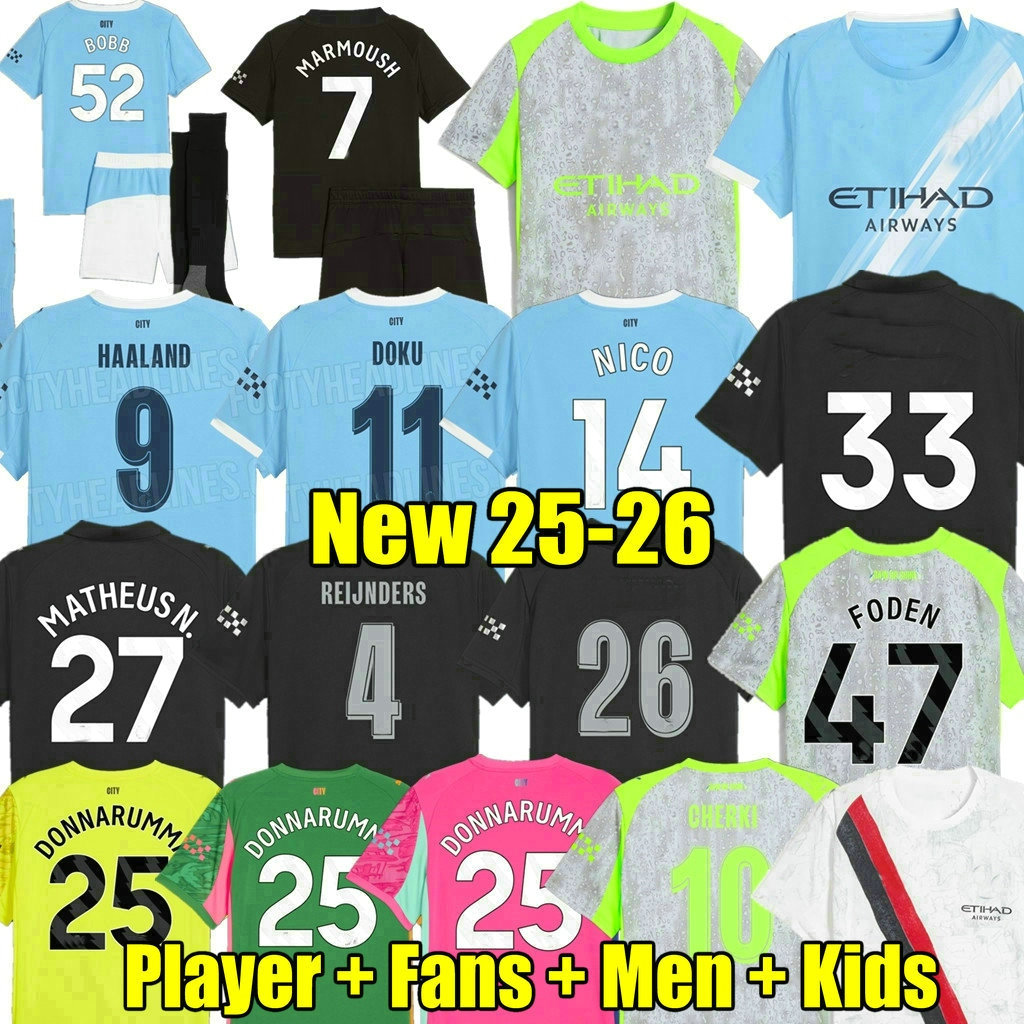 3XL 4XL MCI 25 26 MARMOUSH Soccer Jerseys HAALAND FODEN player fan cities football shirt 2025 2026 YTIC Man kits City Kids DOKU RODRIGO NICO SAVINHO CHERKI REIJNDERS