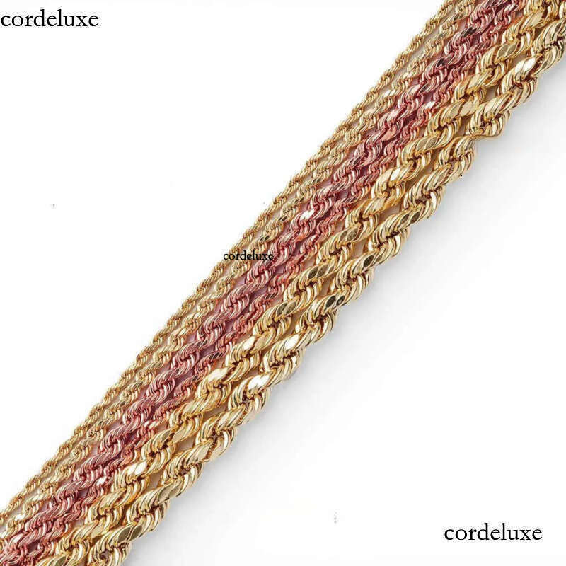 Real 10K 14K Solid Gold Rope Chains For Men Hip Hop Necklace b0