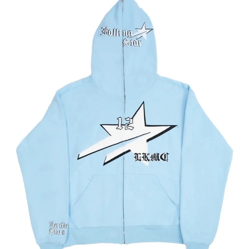 Y2K Zipper Hoodie Hip Hop Harajuku Trend Retro Street Wear Mens and Womens Wear Model Sports Hoodie Loose Casual Sports Hoodie Top 241231