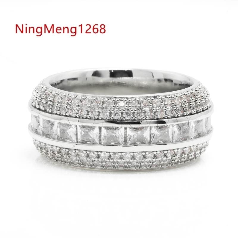 Hip Hop Jewelry 925 Sterling Silver Pave VVS Moissanite Diamond Multi Layer Iced Out Wedding Ring for Men