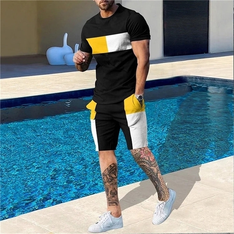 Men's Tracksuits Men Tracksuit 3D Printed T Shirt Shorts Sportswear Mens Clothing Suit Man Oversized Jogger Casual Set Summer Streetwear Suit 230