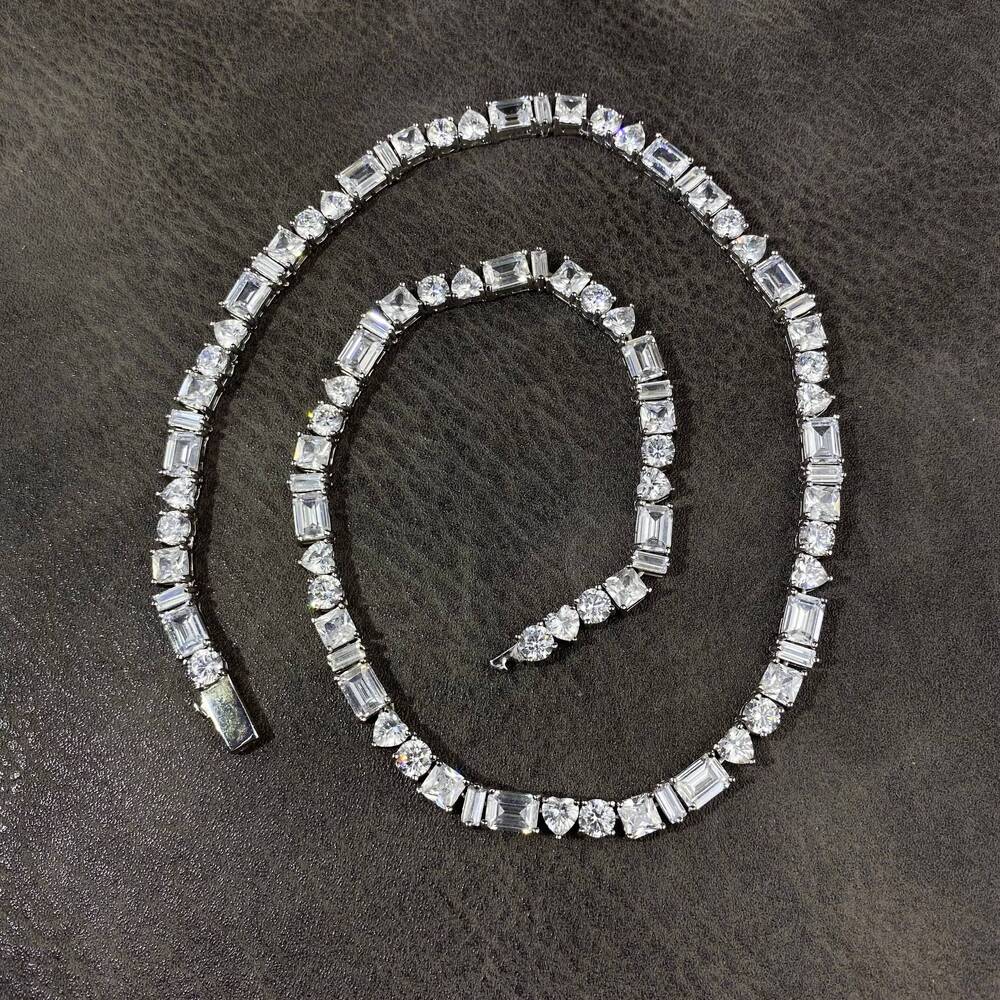 Iced Out Emerald Cut Baguette Tennis Chain Menwomen Tennis Necklace Bling Hip Hop