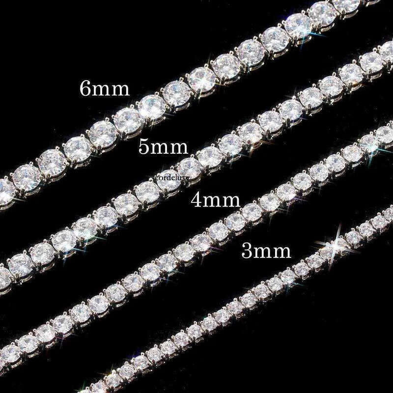 Hot sale bling pass dia tester hip hop copper 3mm moissanite tennis chain 20