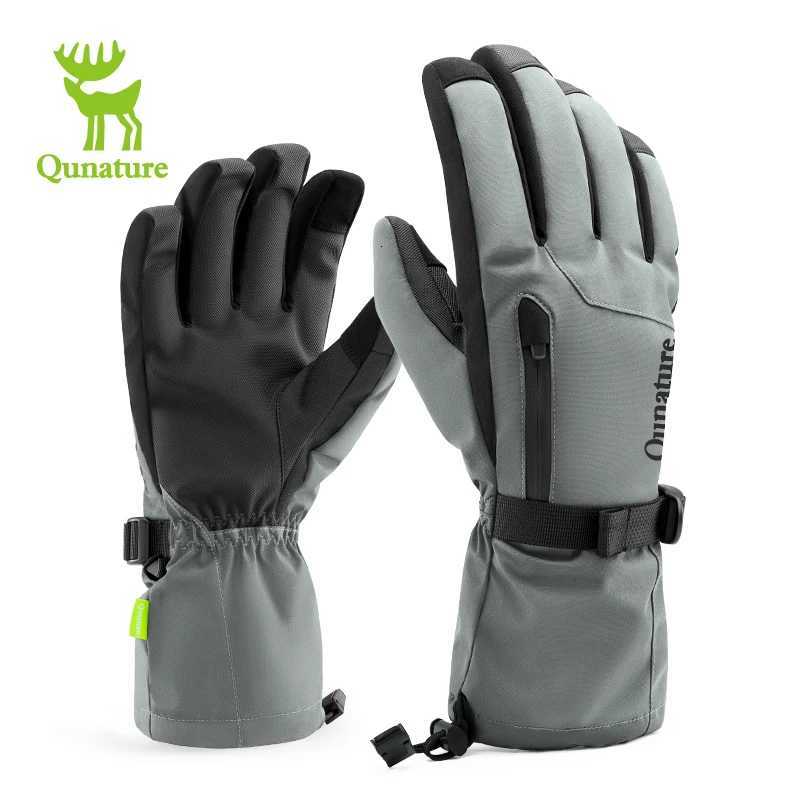Qunature Ski Gloves Touchscreen Waterproof Keep Warm Ski Gloves Extended Wrist Palm antislip PU Snowboard Gloves Windproof Z250925