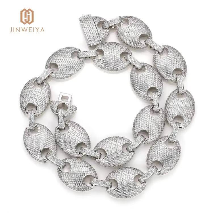 Customized Trendized 20mm Sparkling Luxury Hip Hop Jewelry Multicolor Pig Nose Necklace Miami Iced Out Moissanite Cuban Chain Link