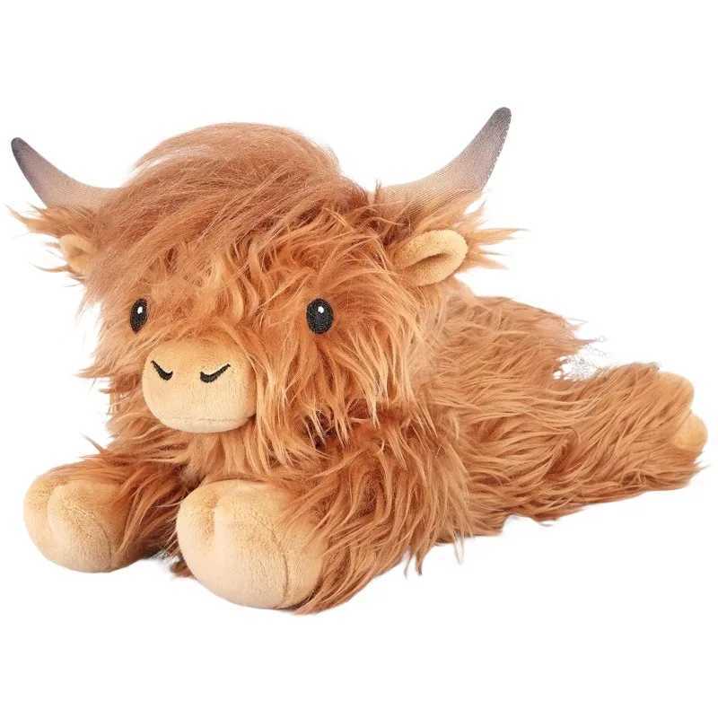 Kawaii Lying Highland Cow Plush Toy Soft Stuffed Animals Doll Highland Cow Puppet Cute Plushie Kawaii Kids Xmas Gifts Home Decor C250925