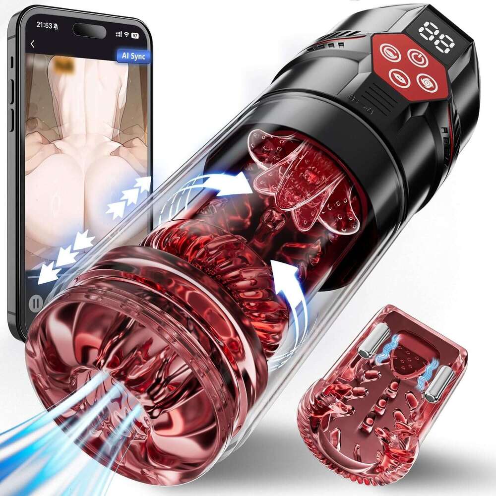 Mrgras Masturbator - AI Sync Male for Men with 12 S Vacuum Pump 7 Thrusting Rotating Vibrating Sucking Licking Adult Mens Sex Toys Pumps & Enlargers