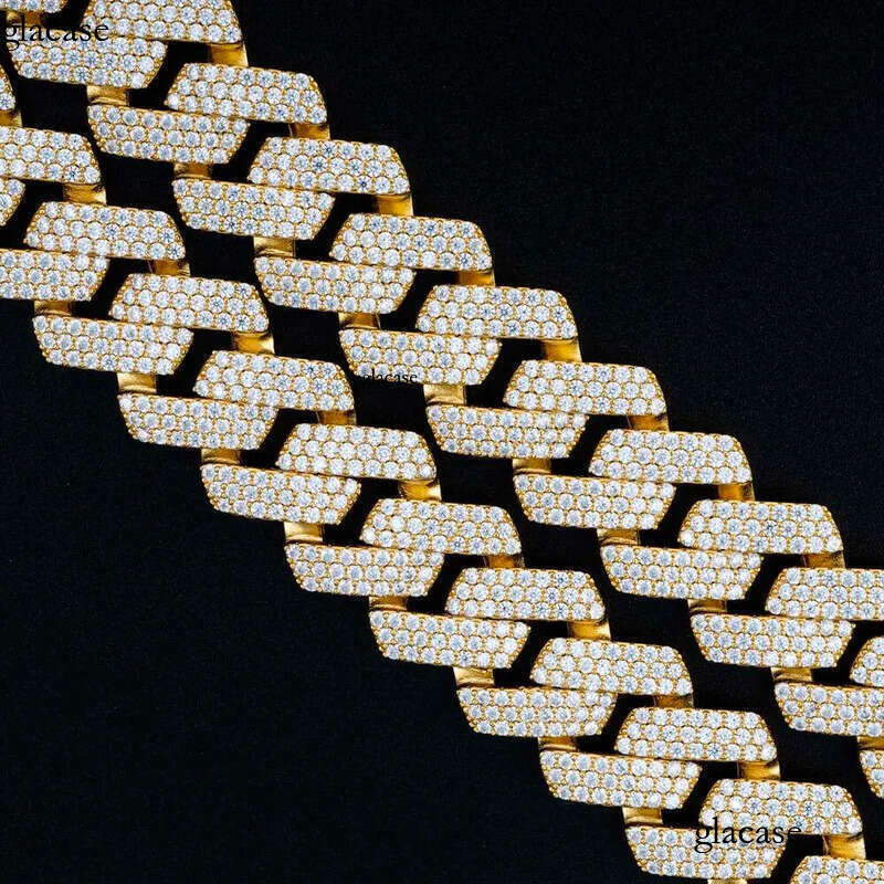 Multi-Row VVS Moissanite Cuban Necklace out Miami Chain Chic Sterling Sier Hip Hop Jewelry 10MM