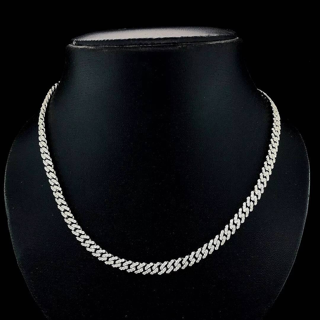 10k Solid Gold Heavy Cuban Link Chain in Hip Hop Style Sparkling Iced Out with Round and Baguette Cut Moissanite