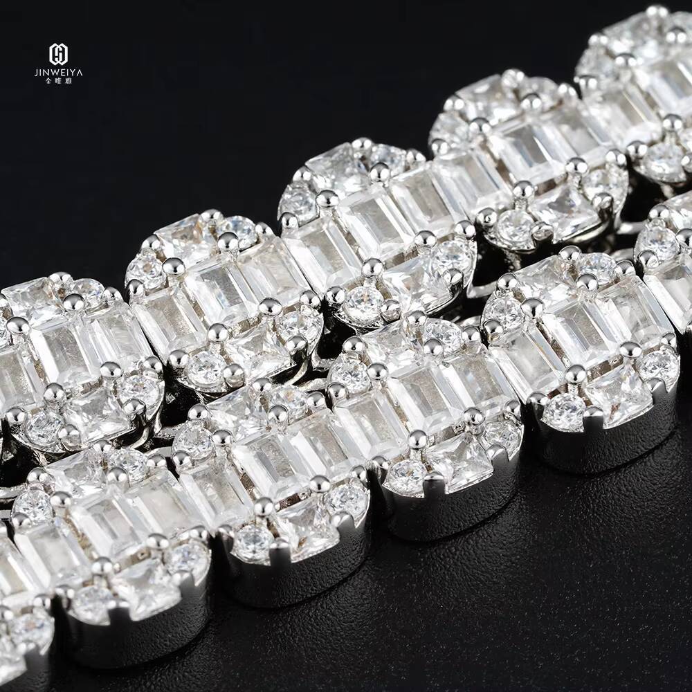 Pass Diamond Tester Large Stock Hip Hop Jewelry VVS Moissanite Diamond 925 Silver Iced Out Tennis Chain Necklaces