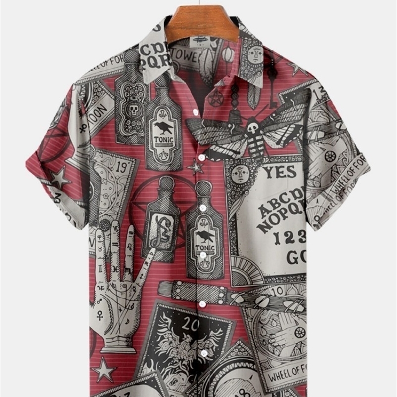 Men's Casual Shirts 3d Men Floral Camisa Hawaii Shirt Graffiti Masculina Casual Social Cufflinks Short Sleeve Blouse Street Men's For Skelet