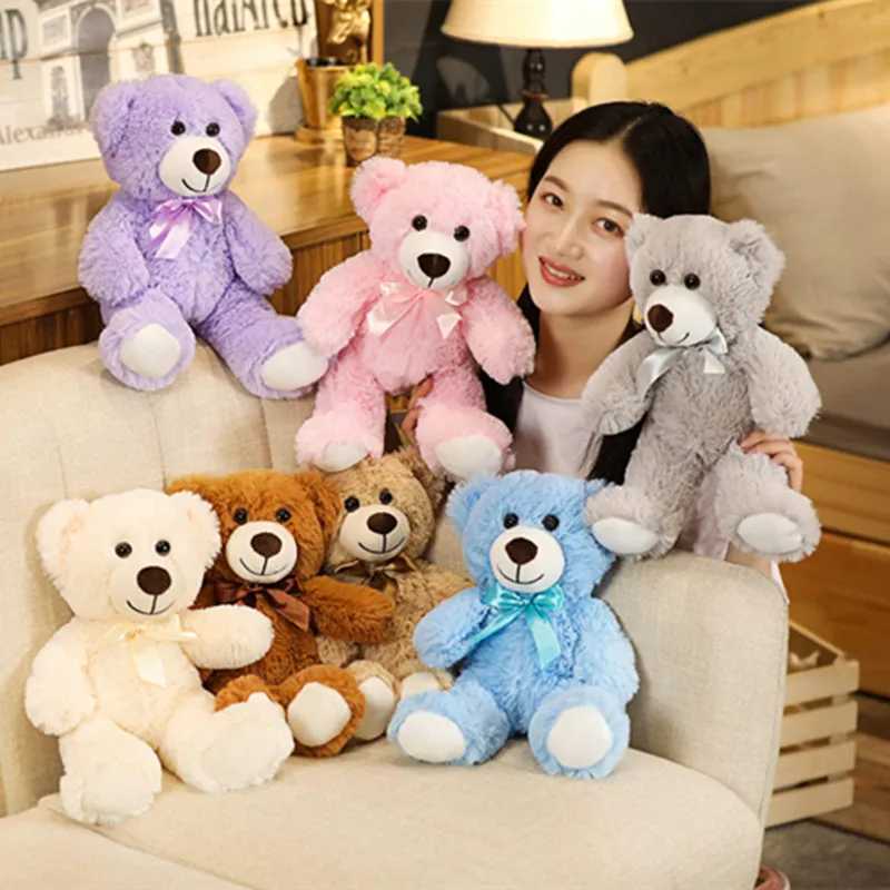 Cute Colorful Bow Tie Bear Doll Plush Toy Hug Bear Doll Children Birthday Gift Pillow Teddy bear Home Living Room Bedroom C250925