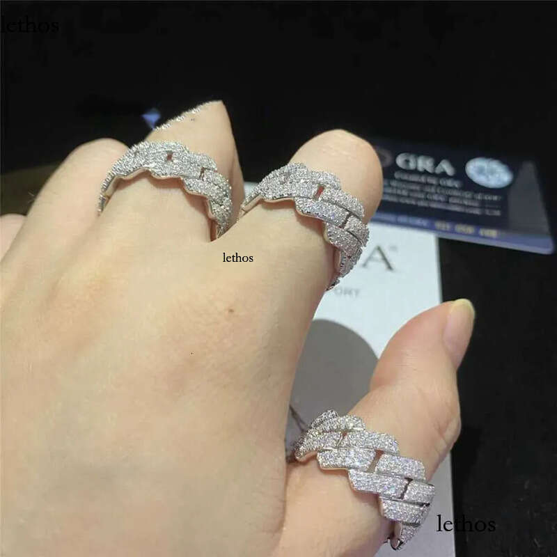 Band Cuban Custom Hip Hop Sterg Vvs Moissanite Dia Rings Men Iced Out Sier Ring Gold Plated For Women Jewelry Gift 03
