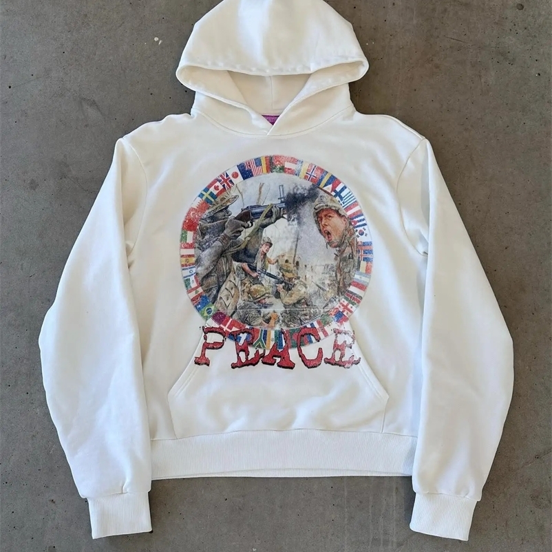 Harajuku Y2k War Print Pattern Hoodies Women Hoodie Coats Streetwear Gothic Fashion Sweatshirt Casual Men Clothing 250225