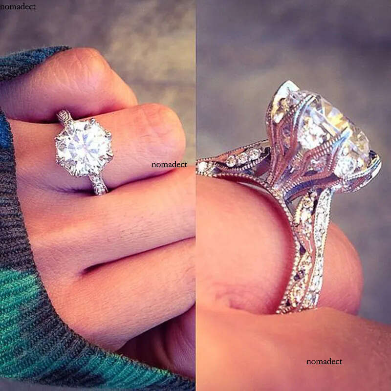 Wedding Oversized Sparkly Zircon Engagement For Women Fashion Dia Ring Jewelry 2d
