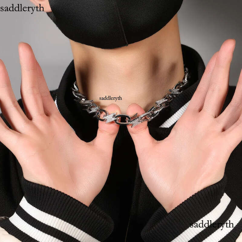 Hip Hop Lighing Jewelry Mens Womens Iced Out Clavicle Chain Gold Chokers Necklace 0b 12 45