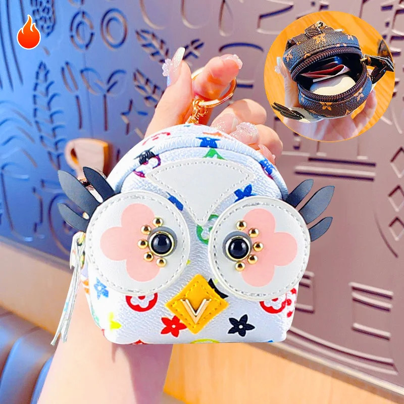Cute Leather Owl Change Wallet Mini Decorative Hanging Bag Earphone Storage Bag Mini Cute 250923