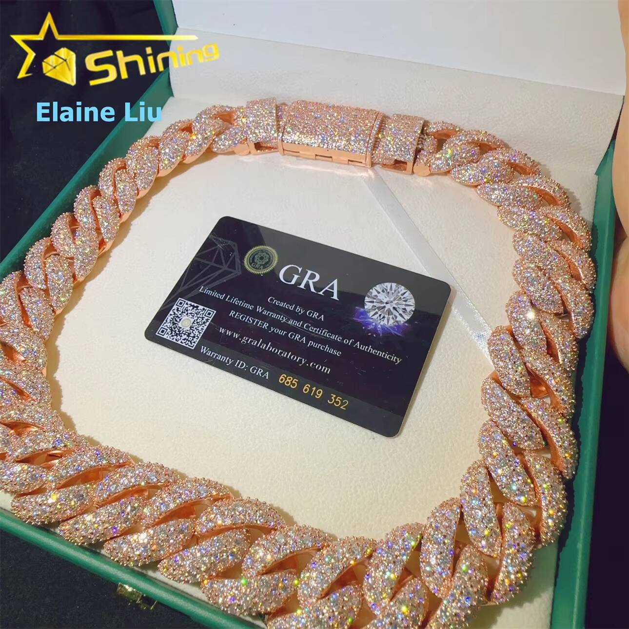 23mm Iced Out VVS Moissanite Diamond Sterling Silver 925 Hip Hop Jewelry Miami Cuban Link Chain Necklace