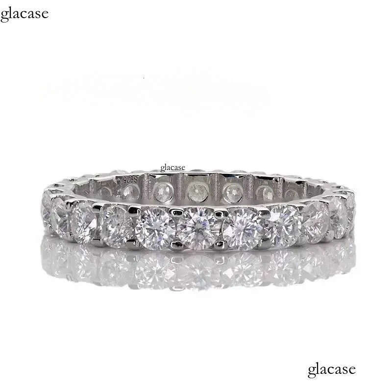 Popular Gold Plated 2mm 3mm Sterling Sier Eternity Moissanite Band Ring