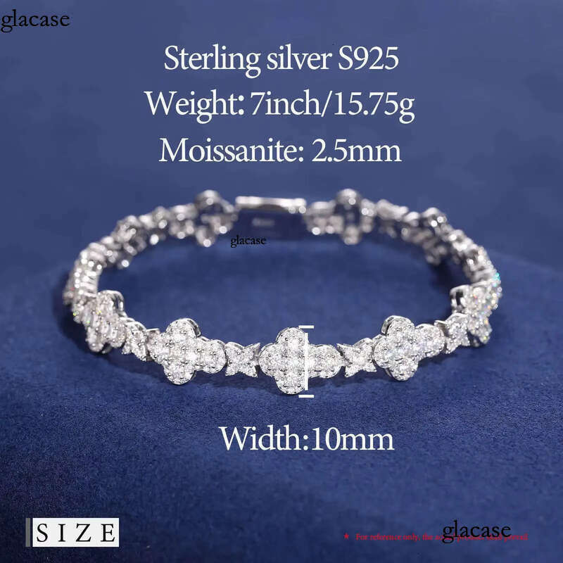Versatile Mens Fashion White Gold 10mm Sterling Sier VVS Moissanite Dia Iced Out Star Cross Link Bracelet