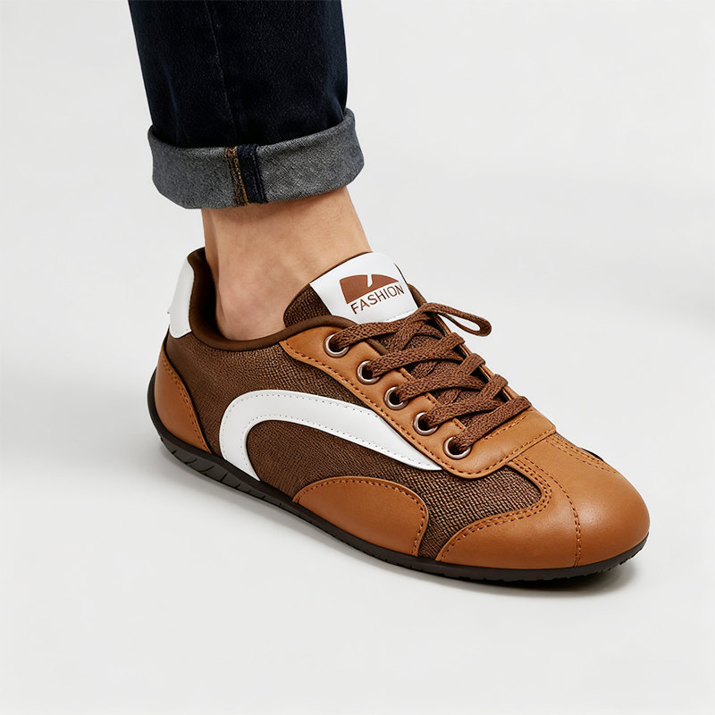 Casual Shoes Men's Classic German Training Sneakers - Stylish Khaki with Navy Accents, Ideal for Casual and Sports Wear