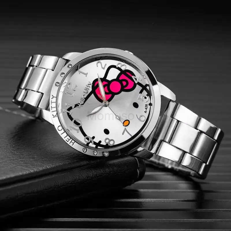 Sanrio 2025 new hotselling casual simple steel belt womens watch HelloKitty fashion cartoon quartz watch girls holiday watch gift L250925