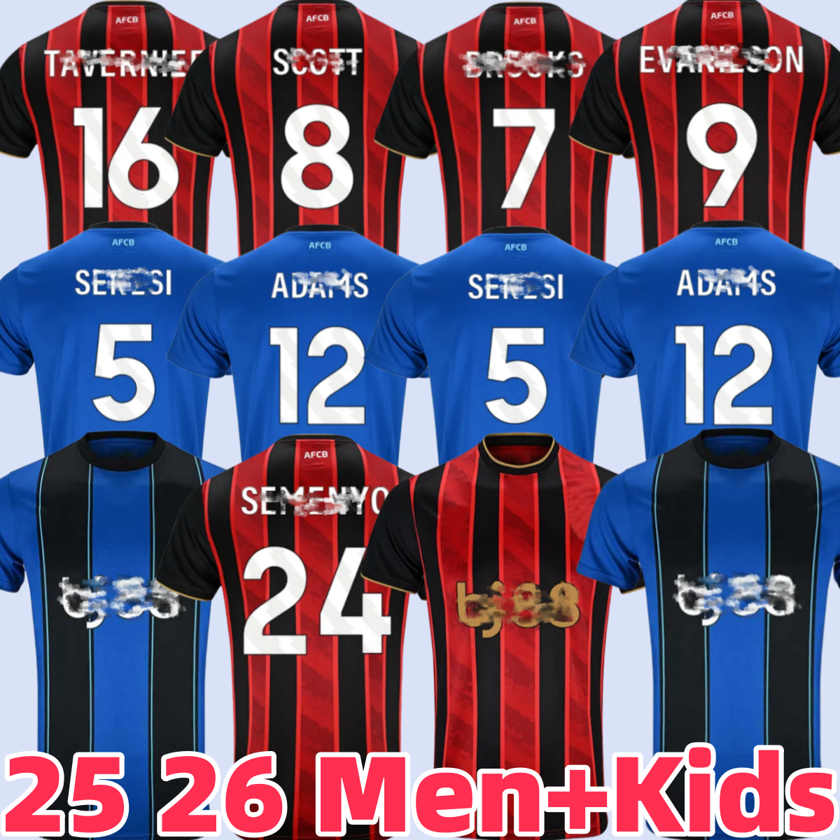 25 26 AFCB Bournemouth Cherries soccer jerseys EVANILSON RYAN CHRISTIE BROOKS SOLANKE 2025 2026 CHRISTIE OUATTARA LERMA BILLING Football Shirts Uniforms Men