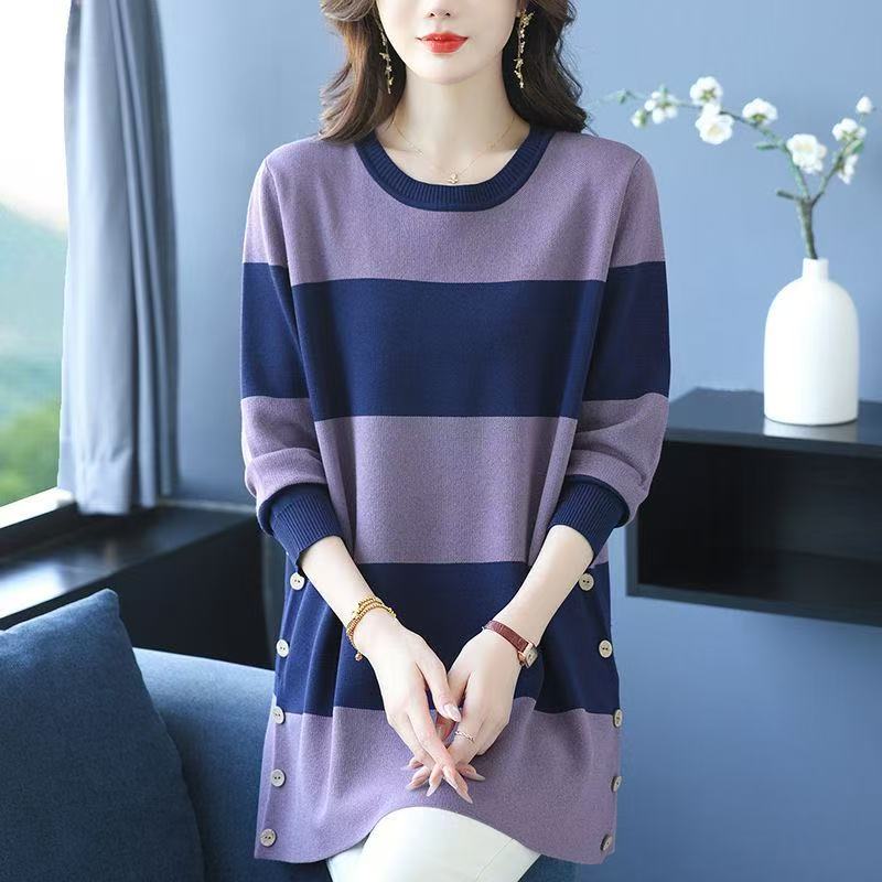 plus size women's new long sleeve high waist printed banquet dress mid-length skirt D02335