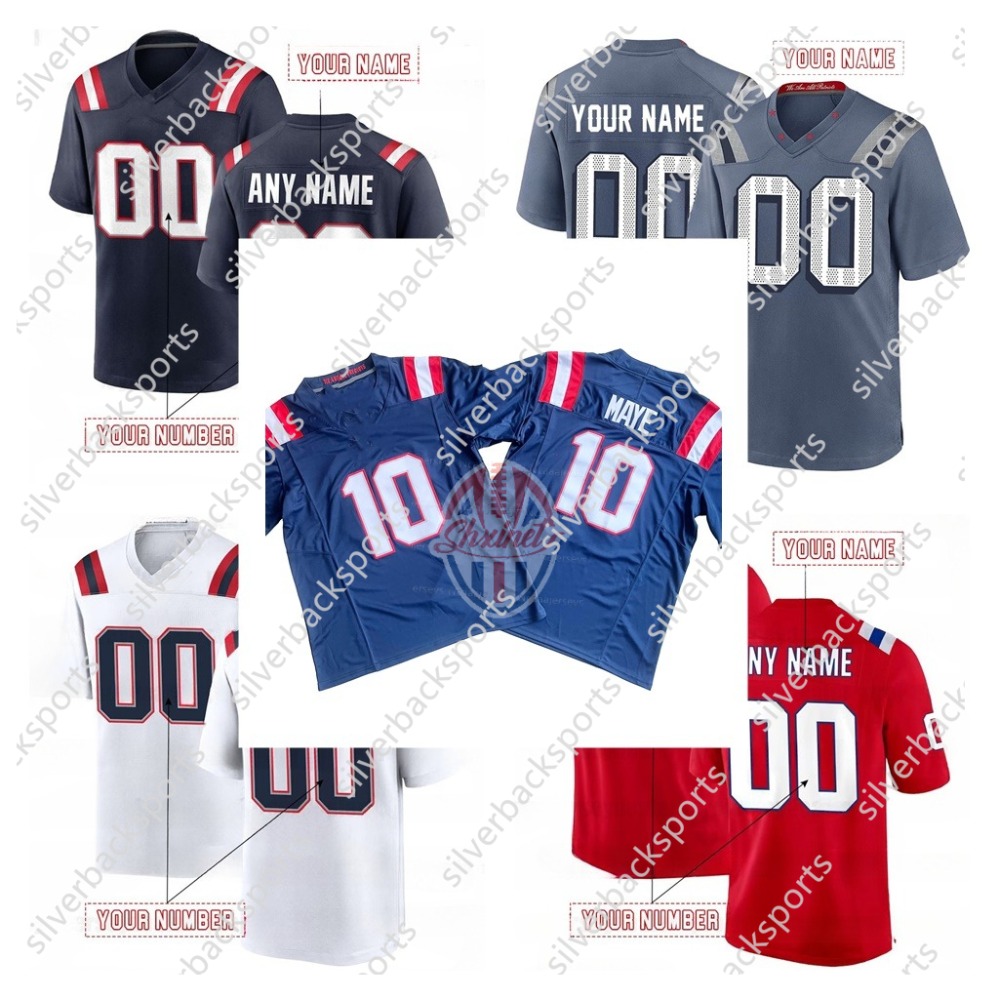 Custom Football Jersey Drake Maye Stefon Diggs Christian Gonzalez 12 Brady Mike Vrabel Instock