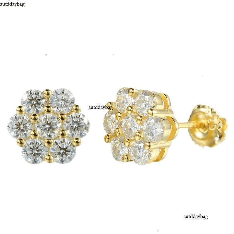 Wholesale Lab Dia Screw Back Sterg Sier wer D vvs Moissanite Iced Out Cluster Stud Earrings For Women 25