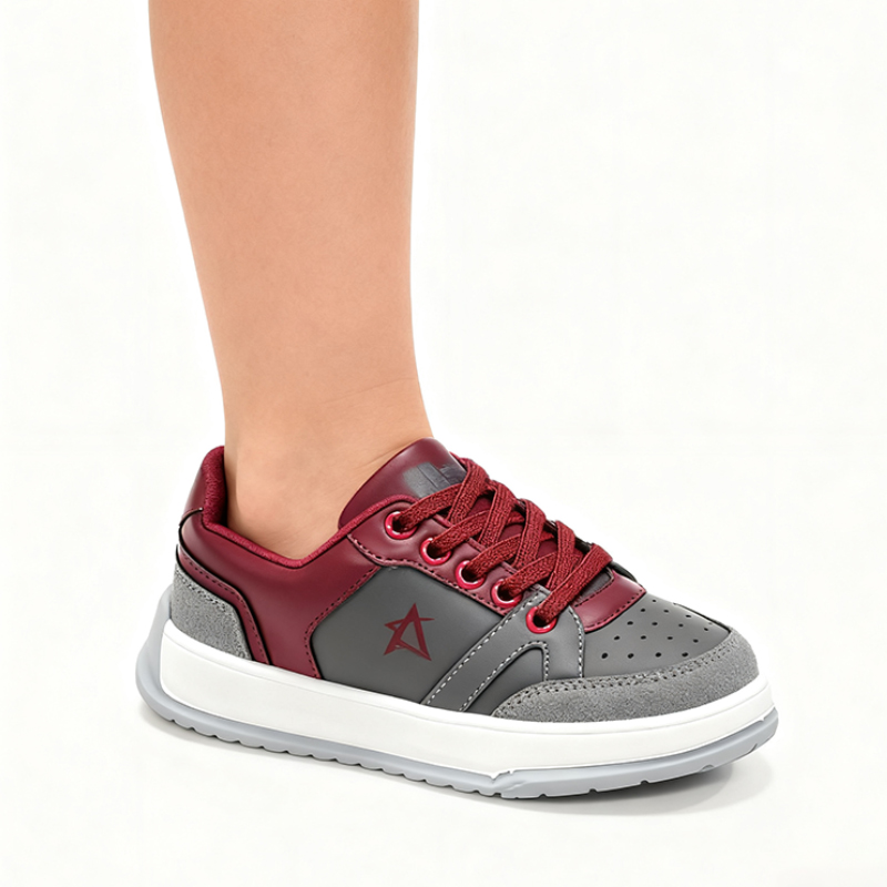 Casual Shoes Kids' Retro - Style Color - Block Casual Sneakers - Brown & Black Suede & Leather Mix, Lace - Up Design