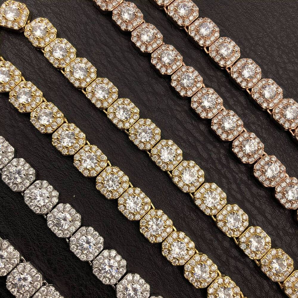 YSS Jewelry 10mm Mens Ice Clout Clustered Tennis Chain Necklaces