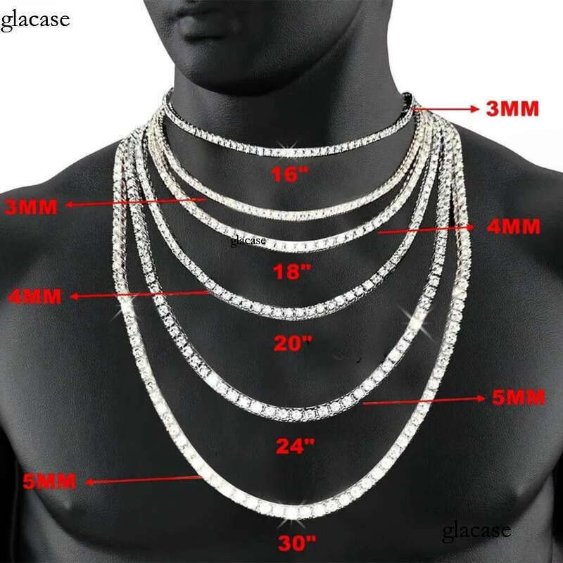 Jewelry designer hip hop necklace 2mm 3mm 4mm 5mm ice dia sterg sier Moissanite tennis bracelet