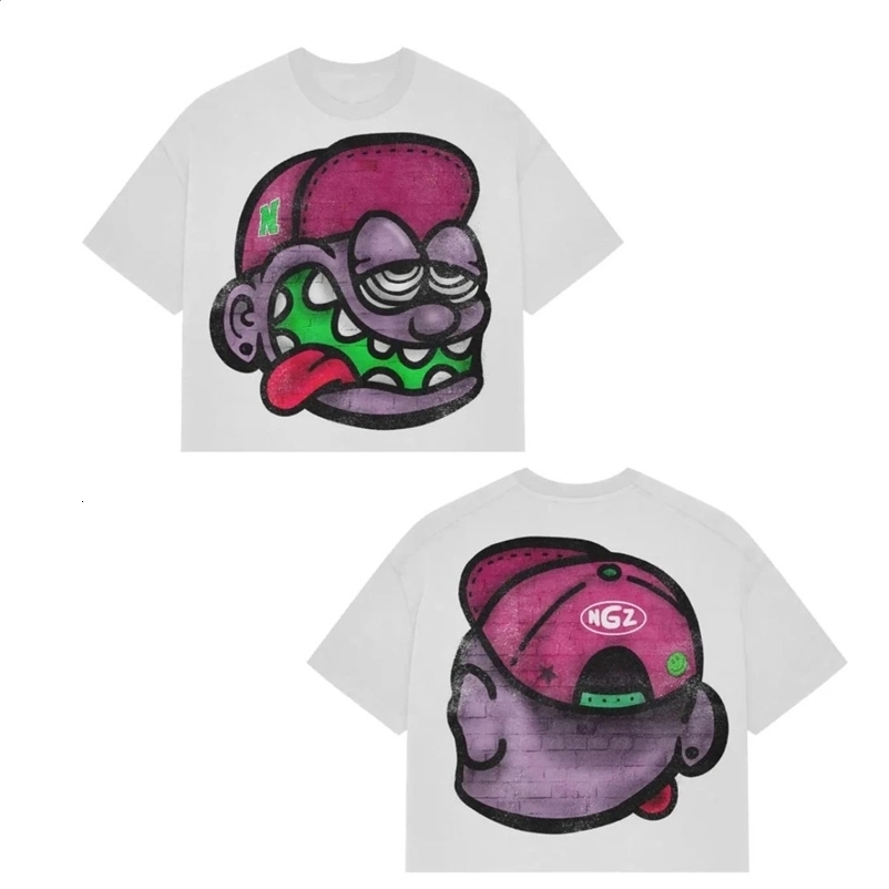 Y2K summer short sleeved oversized cartoon graphic printed T-shirt hip-hop Harajuku casual round neck T-shirt Gothic short sleeved shirt 241231