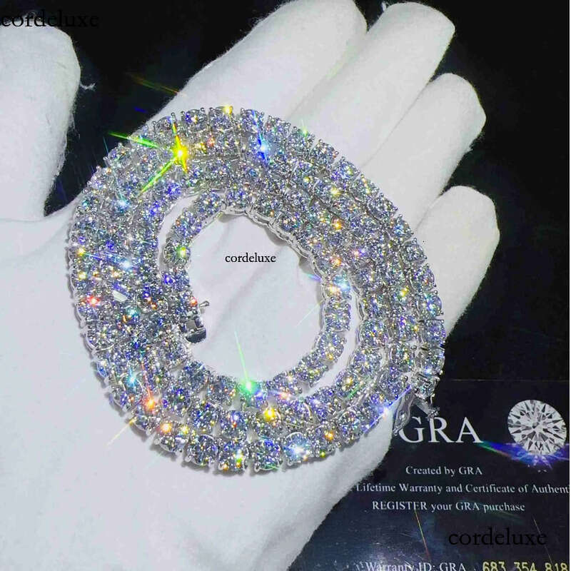 Fashion Jewelry Necklace Pass Dia Tester 5mm VS Moissanite Iced Tennis Mens and Womens Chain Free Shipping 65