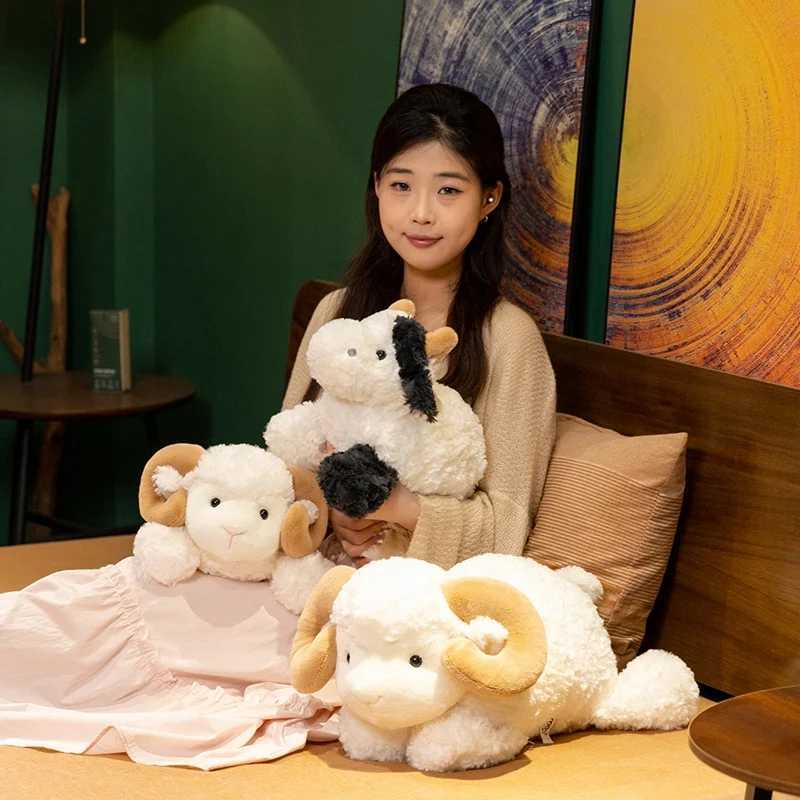 Premium Cozy Lie Prone Goat Cow Plush Toy 2350CM Soft Fluffy Cartoon Sheep Cattle Doll Lovely Kids Appease Gift C250925