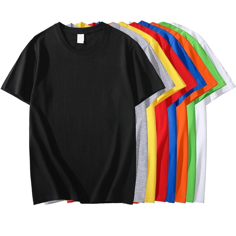 Solid color T-shirt in 8 colors short sleeved mens/womens heavy weight 220g cotton white Crewneck loose top S-4XL 250402