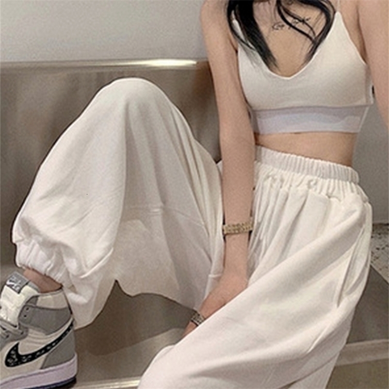 Women's Pants Capris HOUZHOU Oversize Women White Jogging Sweatpants Korean Fashion Sports Casual Harajuku Wide Joggers Trousers Ankle-length 221