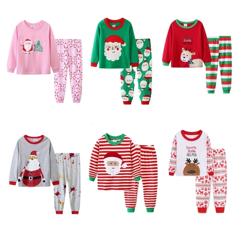 Pajamas Girls Christmas Print Long Sleeve Pajama Set For Winter 231115