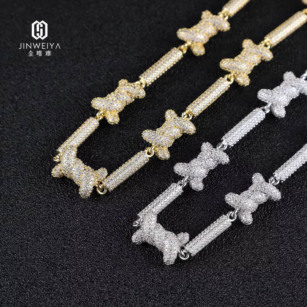 Customized Trend FaMoissaniteory Price Mens Hip Hop Link Chain Necklace 925 Sterling Silver 18K 14K Gold Plated Moissanite Ice Out Diamond