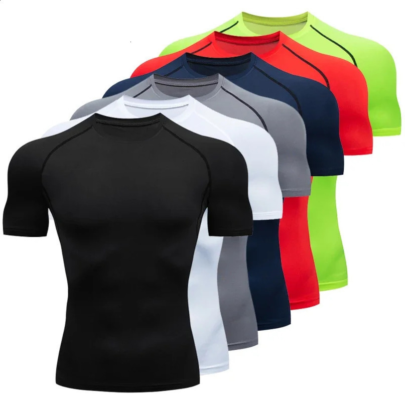 Mens Compression Shirts Summer Short Sleeves Tees Tshirt Gym Workout Fitness Running Tops Undershirts Baselayer Sportswear 250113