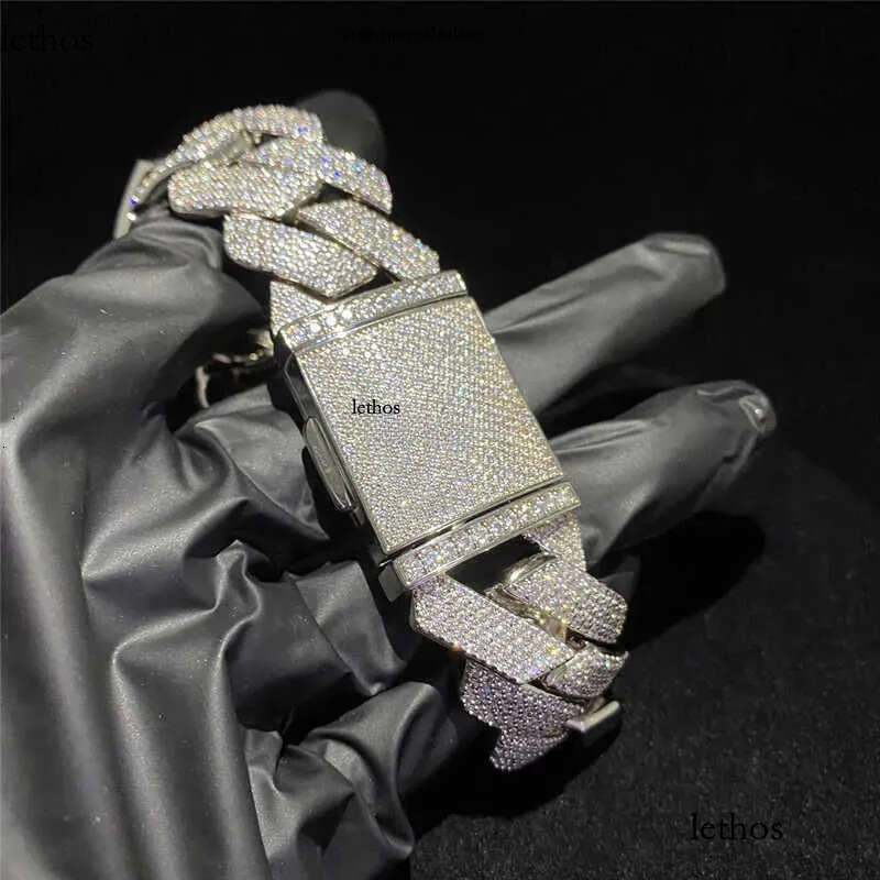 Four Rows Heavy Miami Bracelet D Color Vvs Moissanite k Chain Solid Sier Hip Hop Men Jewelry Cuban e1